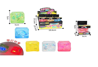PROM Gniotek duży swiecacy kostka lodu mixkolor z wstążką 5cm(12sztwdisplayu)A-2348