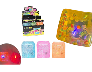 PROM Gniotek duży swiecacy kostka lodu mixkolor z owocami 5cm(12sztwdisplayu)A-2348