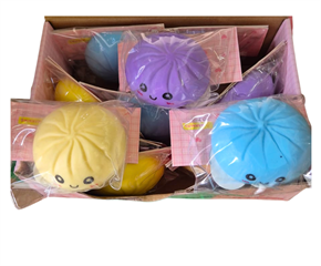 S.CENA Zabawka antystresowa, gniotek pierożek,dumpling squishy z buźką(12szt w displayu) A-2340